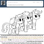  bitterplaguerat black_and_white dialogue earth_pony english_text equine fan_character female friendship_is_magic group horn horse loki_(bitterplaguerat) male mammal monochrome my_little_pony pony sad saddle_bag scootaloo_(mlp) sweetie_belle_(mlp) text unicorn 