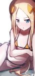  abigail_williams_(fate/grand_order) bad_id bad_pixiv_id bare_arms bare_shoulders bikini black_hat blonde_hair blue_eyes blush bow breasts chestnut_mouth collarbone fate/grand_order fate_(series) forehead hair_bow hat highres long_hair looking_at_viewer orange_bikini orange_bow parted_lips side-tie_bikini sketch small_breasts solo swimsuit very_long_hair wada_kazu white_background 