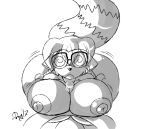  anthro big_breasts big_butt breasts butt eyewear female first_person_view geek glasses greyscale hair huge_butt jmi_(character) jmynstyx looking_at_viewer mammal monochrome nipples nude procyonid raccoon simple_background swirly_glasses thick_thighs voluptuous white_background wide_hips 