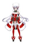  absurdres artist_request bare_shoulders boots breasts christmas cleavage full_body fur_trim garter_straps hair_between_eyes headgear highres large_breasts leotard long_hair official_art platform_boots purple_eyes purple_hair red_footwear senki_zesshou_symphogear senki_zesshou_symphogear_xd_unlimited simple_background solo thigh_boots thighhighs very_long_hair white_background yukine_chris 