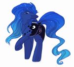 2017 anus blue_feathers blue_hair butt clitoris cosmic_hair cutie_mark dock equine eyelashes eyeshadow feathered_wings feathers female feral floppy_ears friendship_is_magic fur hair hi_res hiccupsdoesart hooves horn inviting long_hair looking_at_viewer looking_back makeup mammal my_little_pony nude pose presenting presenting_hindquarters princess_luna_(mlp) pussy raised_leg raised_tail rear_view simple_background smile solo standing underhoof white_background winged_unicorn wings 