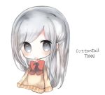  :o artist_name bad_id bad_pixiv_id bangs blush bow bowtie chibi cottontailtokki grey_eyes long_hair long_sleeves looking_at_viewer lowres original parted_lips red_neckwear silver_hair simple_background solo sweater very_long_hair white_background yellow_sweater 