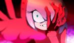  2018 5_fingers abstract_background amy_rose angry anthro blood covering_eye crossover extended_arm eyelashes female fur grin hedgehog jadii looking_at_viewer mammal neon_genesis_evangelion parody pink_fur plugsuit pose smile solo sonic_(series) teeth 