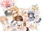  :3 :d :o alpaca_ears alpaca_suri_(kemono_friends) animal_ears babydoll bare_arms bare_legs bird_tail black_hair blonde_hair bloomers bow bowtie bra breasts brown_eyes brown_hair cleavage closed_mouth collar collarbone commentary_request common_raccoon_(kemono_friends) eurasian_eagle_owl_(kemono_friends) eyebrows_visible_through_hair fang fangs fennec_(kemono_friends) fox_ears frills fur_collar fur_trim gloves grey_eyes grey_hair hair_between_eyes hair_ornament hair_over_one_eye hand_on_another's_head hand_on_own_chest hands_up heart highres holding_hands hood hood_down hoodie interlocked_fingers kaban_(kemono_friends) kanjitomiko kemono_friends kneeling lingerie long_hair long_sleeves looking_at_viewer medium_breasts multicolored_hair multiple_girls navel northern_white-faced_owl_(kemono_friends) open_clothes open_hoodie open_mouth outstretched_arms panties paw_pose raccoon_ears raccoon_tail sand_cat_(kemono_friends) see-through serval_(kemono_friends) serval_ears serval_tail shiny shiny_hair simple_background sitting smile stomach striped_tail tail thighhighs tsurime underwear underwear_only upside-down white_background white_bloomers white_hair yellow_eyes 