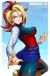  2girls android android_18 android_21 ass belt black_nails blue_eyes breasts brown_belt curvy cyborg dragon_ball dragon_ball_fighterz dragon_ball_super dragonball_z earrings fusion hips huge_ass multicolored_hair multiple_girls nail_polish potara_earrings ring thick_thighs thighs wide_hips yellow_earrings 