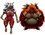  2girls breasts curvy doom_(game) fire hdoom large_breasts monster_girl multiple_girls nude pain_elemental pregnant red_eyes revenant_(doom) sprites 