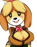  animal_crossing anthro big_breasts black_nose breasts canine cleavage clothed clothing dog female fully_clothed fur hair hi_res huge_breasts isabelle_(animal_crossing) mammal nintendo open_mouth shih_tzu solo thehumancopier video_games voluptuous 