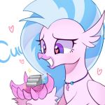  &lt;3 &lt;3_eyes 2018 avian blue_hair digital_media_(artwork) female friendship_is_magic hair hippogryph marenlicious my_little_pony silverstream_(mlp) simple_background smile solo stairs teeth white_background 