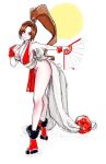  breasts brown_eyes brown_hair fatal_fury garou_densetsu gloves huge_breasts king_of_fighters kunoichi long_legs polylina_(artist) shiranui_mai 