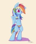  2013 alasou anthro anthrofied bikini breasts cleavage clothed clothing digital_media_(artwork) equine female friendship_is_magic hair hooves horse mammal merchandise multicolored_hair my_little_pony navel pegasus pink_eyes rainbow_dash_(mlp) rainbow_hair simple_background smile solo swimsuit wings 