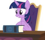  2018 alpha_channel book chair equine female feral friendship_is_magic hair horn mammal multicolored_hair my_little_pony shutterflyeqd simple_background smile solo table transparent_background twilight_sparkle_(mlp) unicorn unicorn_horn 