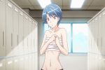  10s 1girl animated animated_gif areolae blue_hair bounce bouncing_breasts breasts female honoo_no_haramase_oppai_ero_appli_gakuen huge_breasts locker_room nipples pink_pineapple short_hair tomboy 