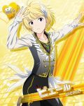  blonde_hair blush card_(medium) character_name dress feather idolmaster idolmaster_side-m pierre_(idolmaster) short_hair violet_eyes 