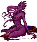  blood breasts dungeons_and_dragons female gore illithid looking_at_viewer mind_flayer plain_background solo tehwalrus_edits tentacles unknown_artist white_background 