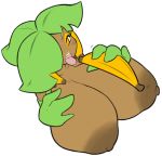  2018 4_fingers alpha_channel amber_eyes areola armwear banana big_breasts breast_expansion breasts brown_skin clothed clothing dorian-bc female flora_fauna food fruit green_hair hair hair_over_eye hand_on_breast holding_food holding_object huge_breasts humanoid leaf_hair looking_at_viewer mostly_nude nipples non-mammal_breasts not_furry open_mouth plant simple_background solo tami_(elfdrago) teeth tongue tongue_out transparent_background 