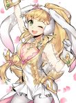  animal_ears blonde_hair blush braid breasts bunny_girl bunny_tail bunnysuit fire_emblem fire_emblem_heroes gebyy-terar gloves green_eyes long_hair looking_at_viewer medium_breasts open_mouth sharena simple_background smile solo tail white_background 