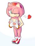  &lt;3 amy_rose areola blush boots bracelet breasts clothing erect_nipples eyelashes female footwear fur gloves green_eyes hairband hand_heart hedgehog hi_res jewelry mammal mostly_nude naughty_face nipples one_eye_closed oppai_heart pink_fur pussy solo sonic_(series) supersegasonicss tongue tongue_out wink 