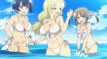  10s 3girls animated animated_gif beach bikini breasts cleavage large_breasts minori_(senran_kagura) multiple_girls sea senran_kagura senran_kagura_(series) shiki_(senran_kagura) sky swimsuit underboob water yozakura_(senran_kagura) 