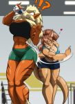  &lt;3 arcanine athletic big_breasts bra breasts clothing duo felicia_embermane female grin gym gym_shorts kangaroo mammal marsupial neck_tuft nintendo pok&eacute;mon pok&eacute;mon_(species) ponytail raska smile spanking sports_bra surprise thick_tail thick_thighs toughset tuft underwear video_games voluptuous water_bottle 