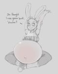  anthro belly big_belly clothed clothing female freckles lagomorph long_ears mammal mindy_(susfishous) navel outie_navel pants pregnant rabbit susfishous text 