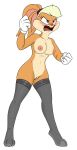  2018 angry anthro big_breasts blonde_hair breasts clothing digital_media_(artwork) embarrasing female fur hair lagomorph legwear lingerie lola_bunny looney_tunes mammal nipples nude open_mouth principericardo pussy rabbit simple_background solo stockings teeth thigh_highs tongue warner_brothers 