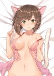  animal_ears bottomless breasts jewriel lingerie maekawa_miku no_bra tail the_idolm@ster the_idolm@ster_cinderella_girls 