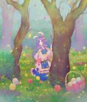  animal_ears basket blue_eyes bunny_ears bunny_girl dress easter_egg egg fire_emblem fire_emblem:_rekka_no_ken fire_emblem_heroes florina forest grass lijupy long_hair nature outdoors pastel_(medium) purple_hair solo tree wavy_hair 