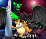  2_tails anal bdsm belly_riding bondage bound bui buizel cum cum_inflation dragon duo feral feral_on_feral harness how_to_train_your_dragon inflation male male/male multi_tail night_fury nintendo pok&eacute;mon pok&eacute;mon_(species) pole size_difference video_games weisswinddragon 