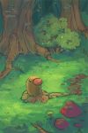  bush commentary digging diglett english_commentary gen_1_pokemon grass landscape looking_up multiple_sources mushroom outdoors pokemon pokemon_(creature) scenery solo tree 