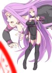  bare_shoulders dress fate/stay_night long_hair purple_hair red_eyes rider_(fate/stay_night) smile warrior 