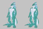  2018 3_toes 4_toes 5_fingers abs animal_genitalia anthro aquatic_dragon athletic back_spines biped blue_scales cedrik_(identity) claws digital_media_(artwork) digitigrade dragon fangs fin genital_slit hi_res horn identity_(game) lizard looking_at_viewer male marine meanxtreamx3_(artist) membrane navel nude pecs pose reptile scales scalie sharp_teeth simple_background slit smile solo standing teeth toe_claws toes video_games visual_novel webbed white_scales 