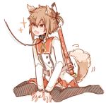  animal_ears brown_hair collar dog_ears dog_tail etou_kanami fang fishy kemonomimi_mode leash open_mouth short_hair solo tail tail_wagging toji_no_miko 