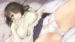  brown_hair game_cg green_eyes highres lying panties sena_kazama skirt skirt_lift tsurusaki_takahiro underwear zutto_mae_kara_joshi_deshita 