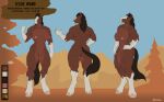 anthro black_mane black_tail breasts brown_body brown_eyes butt clydesdale draft_horse equid equine female front_view genitals greasymojo hands_on_hips hi_res hooves horse leslie_ward_(spyglass8) mammal mane markings model_sheet multiple_poses muscular muscular_anthro muscular_female nipples pose pussy rear_view side_view solo tail warm_colors white_markings