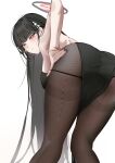  absurdres ass black_hair black_pantyhose blue_archive highres long_hair looking_at_viewer looking_back momimi pantyhose red_eyes rio_(blue_archive) 