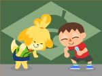  2018 animal_crossing animated anthro brazil canine clothed clothing cute dancing dog duo female fur human isabelle_(animal_crossing) light_skin male mammal minus8 nintendo video_games villager_(animal_crossing) yellow_fur 
