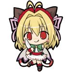  :q antenna_hair bangs bare_shoulders black_bow black_legwear blonde_hair blush_stickers bow brown_footwear character_request chibi closed_mouth commentary_request dress emil_chronicle_online eyebrows_visible_through_hair full_body hair_between_eyes hair_bow hair_ribbon holding holding_knife kneehighs knife long_hair mole mole_under_eye pink_ribbon red_eyes ribbon rinechun simple_background sleeveless sleeveless_dress smile solo standing standing_on_one_leg tongue tongue_out white_background white_dress wrist_cuffs 