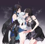  3girls absurdres bare_shoulders black_dress black_hair blue_eyes blue_hair blue_skirt censored colored_inner_hair darkdeaththorn dress erection fff_threesome french_kiss from_side futa_with_female futanari gawr_gura grey_hair group_sex hair_ornament highres hololive hololive_english horns huge_penis kiss lifted_by_self long_hair long_sleeves mosaic_censoring multicolored_hair multiple_girls nerissa_ravencroft penis red_eyes shiori_novella shirt short_sleeves skirt sleeveless sleeveless_dress smile split-color_hair streaked_hair tail threesome tongue tongue_out two-tone_hair virtual_youtuber white_shirt yellow_eyes 