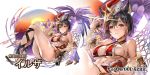  animal_ears april_fools bikini black_hair book breasts character_name commentary_request erune eyewear_removed granblue_fantasy hammock hat highres himuro_(dobu_no_hotori) holding holding_eyewear ilsa_(granblue_fantasy) large_breasts red_bikini red_eyes sandals short_hair solo sunglasses sunset swimsuit 