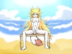 absurd_res anthro beach blonde_hair breasts canid canine chair covered_pussy exposed_breasts female female/female fox fox_ears fox_tail furniture hair hi_res licking licking_lips long_hair mammal nude on_chair purple_eyes ryuren_amasakura seaside simple_background sitting sitting_on_chair solo spiky_hair spread_legs spreading tongue tongue_out white_body yegarr