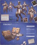 3d_(artwork) anthro biography digital_media_(artwork) digitigrade everett_(spyglass8) hi_res jet_pack machine male mechanical_tail model_sheet multicolored_body power_tool protective_gear screen_eyes solo synth_(vader-san) text toolbox tools two_tone_body zeusdex