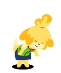  2018 alpha_channel animal_crossing animated anthro canine clothed clothing cute dancing dog eyes_closed female fur isabelle_(animal_crossing) mammal minus8 nintendo simple_background solo transparent_background video_games yellow_fur 