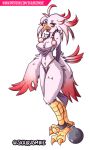  2018 anthro avian ball_and_chain bird breasts clothed clothing enchained female skajrzombie skimpy 