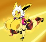  areola_slip big_breasts big_smile breasts collar eeveelution electricity female hair jolteon kirbot12 looking_at_viewer nintendo pok&eacute;ball pok&eacute;mon pok&eacute;mon_(species) sharp_nails smile thick_thighs video_games visible_nipples white_hair 