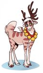  2017 ambiguous_gender antlers bell blue_eyes cervine eyewear feral glasses green_eyes heterochromia hooves horn mammal reindeer salkitten solo 