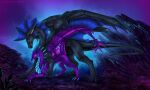 ambiguous_gender dragon duo fantasy feral flying from_behind_position hi_res looking_down open_mouth purple_body purple_scales scales scalie selianth selianth_(character) sex sky spines star starry_sky western_dragon
