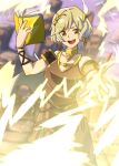  1girl blonde_hair brown_dress citrinne_(fire_emblem) dress earrings feather_hair_ornament feathers fire_emblem fire_emblem_engage gold_choker hair_ornament highres hoop_earrings jewelry leather_wrist_straps mismatched_earrings red_eyes tenkuu_(tenn-kuu) wing_hair_ornament 