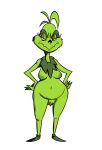 2023 big_pubes breasts clothing crossgender dr._seuss female footwear footwear_only front_view full-length_portrait fur green_body green_fur green_nipples grinch hands_on_hips hi_res how_the_grinch_stole_christmas! humanoid impstripe mammal mostly_nude mtf_crossgender nipples portrait pubes shoes shoes_only simple_background solo white_background wide_hips