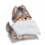 2024 ambiguous_gender canid canine canis eyes_closed feral fur grey_body grey_fur lil_nug male_(lore) mammal orange_body orange_fur paper pawpads silverfox5213 simple_background sitting smile solo spanish_text text white_background white_body white_fur wolf