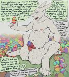 2018 anthro balls belly_overhang big_balls dialogue digital_media_(artwork) duo easter egg english_text erection forced_orgasm fur holidays huge_balls koorivlf lagomorph male mammal nipples nude open_mouth orgasm oviposition paws penis precum rabbit simple_background solo_focus speech_bubble teeth text urethral_bulge urethral_oviposition vein veiny_penis 
